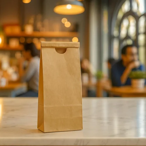 Vista 5 de Bolsa de lazo de estaño resistente a la grasa de papel Kraft - Forro de polietileno (50, 8 onzas)