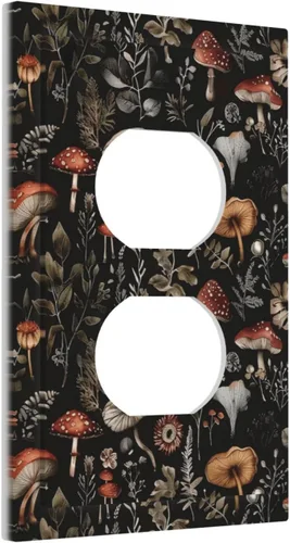 Vista 118 de Cubiertas de Enchufe Dúplex de 1 Gang con Hojas Florales de Eucalipto Azul en Acuarela, Placa Frontal Decorativa para Interruptor de Luz, Placa