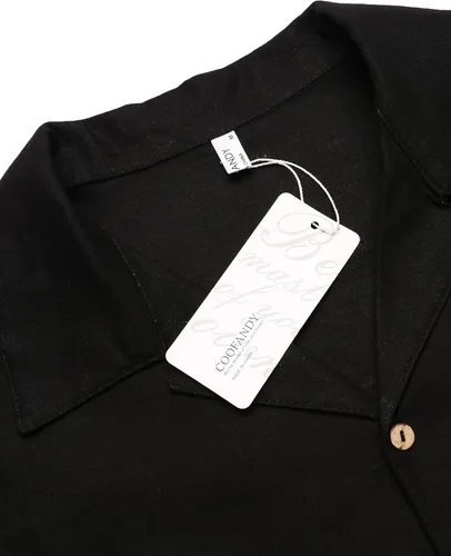 Vista 5 de COOFANDY - Camisas hawaianas de algodón y lino florales tropicales con botones para hombre