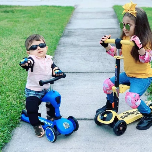 Vista 7 de Rodilleras y coderas para niños de estilo suave con guantes de bicicleta, equipo flexible resistente a los impactos para edades de 2 a 11 años