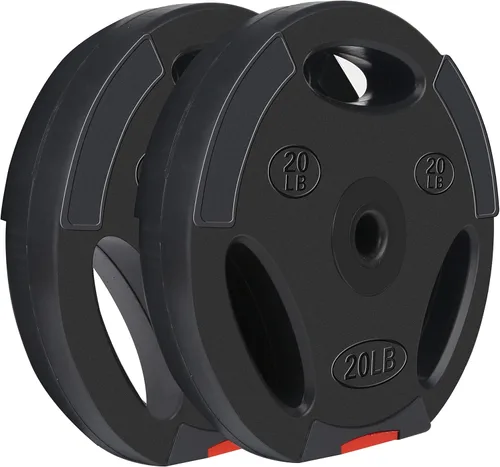 Vista 5 de Fitvids Placa de peso estándar de vinilo de 1 pulgada para entrenamiento de fuerza y levantamiento de pesas