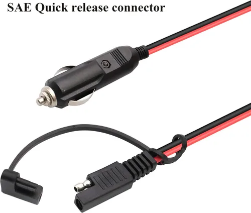 Vista 5 de Cable de cargador para encendedor de cigarrillos SAE, 16 AWG 12 V, enchufe macho a SAE de 2 pines, conector de desconexión rápida, adaptador