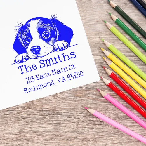 Vista 364 de Sello de alta calidad para cachorros Airedale Terrier – Sello de dirección personalizado – Ideal para los amantes de los perros – Elección de 5