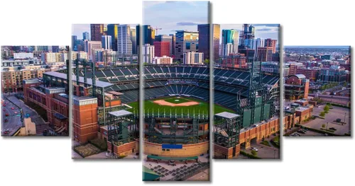 Vista 48 de Busch Stadium Baseball Home Decor St. Louis, Missouri Cityscape - Pósteres e impresiones artísticas de pared de 5 piezas de estadios de béisbol