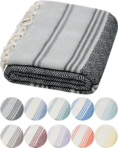 Vista 12 de DEMMEX Organic Diamond - Toalla turca de baño y playa 100% algodón turco certificado Oeko-TEX, ultra suave, de secado rápido, ligera, toalla