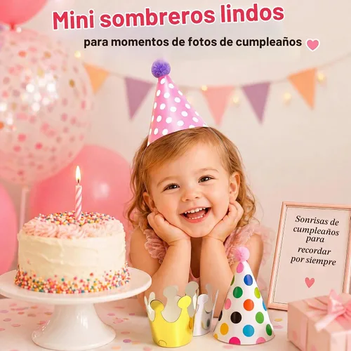 Vista 4 de Vesil Mini sombreros de fiesta para niños, 12 sombreros de cumpleaños de estilo de animales de peluche, decoración de mesa de bosque, tapas de Diy
