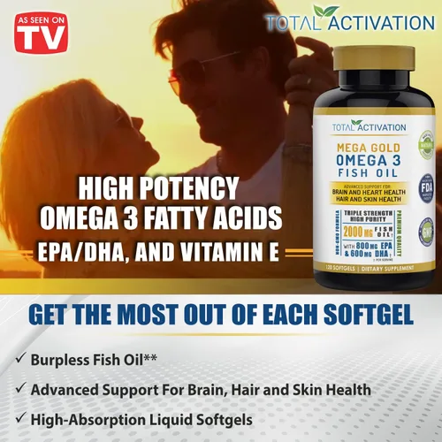 Vista 4 de Omega 3 Burpless Max Strength - Suplemento de aceite de pescado, fórmula Dr. 2000 mg con vitamina E, 800 mg EPA 600 mg DHA Ultimate Brain, soporte
