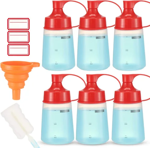 Vista 12 de Botella exprimidora de condimentos para salsas de boca ancha, botellas de plástico para condimentos, pintura, salsa de tomate, mostaza, aceite
