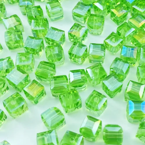 Vista 26 de Cuentas de cristal de vidrio 100 piezas 6mm Cubo Cuentas de cristal facetadas de forma cuadrada para hacer joyas, pulseras, aretes, collares, Ámbar