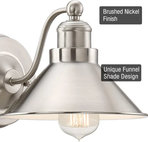 Vista 2 de Kira Home Welton - Aplique de pared industrial moderno de 8.5 pulgadas, acabado de níquel cepillado