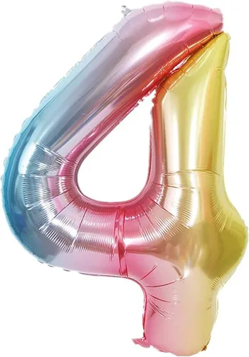 Vista 2 de YPSelected Globo de helio grande de 40 pulgadas con números de colores degradados, de aluminio, para cumpleaños, bodas y fiestas, 0-9 (arcoíris, 4)