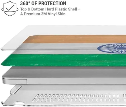 Vista 4 de Skinit Case + Skin Compatible with MacBook Air 13in M1 (2021) Originally Designed India Flag Distressed Design