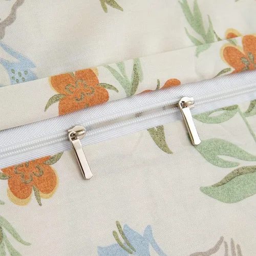 Vista 7 de Funda de edredón botánica, 100% algodón, juego de ropa de cama de flores verdes y rojas, tamaño Queen, 3 piezas, hojas vintage, funda de edredón