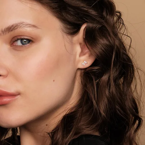 Vista 2 de PAVOI 14K Gold Plated Dainty Stud Earrings for Women - 925 Sterling Silver Posts Earrings with Cubic Zirconia - Celestial Lightning Bolt, Moon