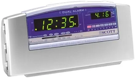 Radio reloj SCR120 E-Z Set TM (plateado metálico)