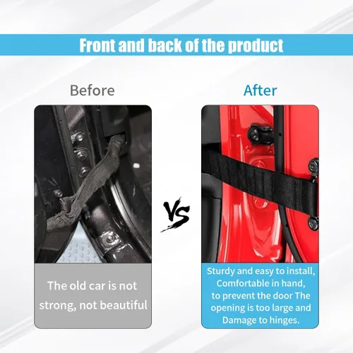 Vista 4 de 2 correas ajustables para control de puerta de automóvil, correa de nailon de limitación fuerte, correa de nailon para puerta de automóvil, repuesto