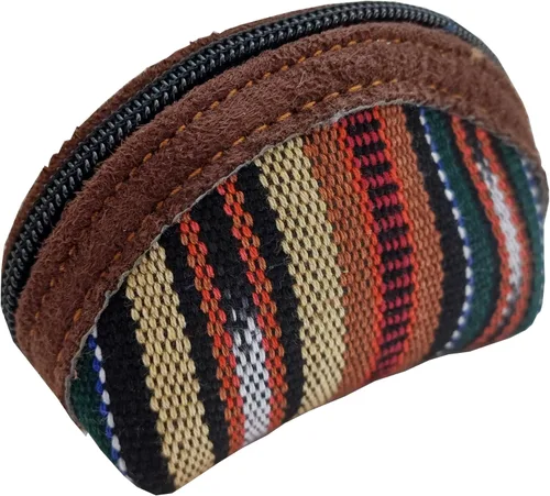 Vista 8 de Llavero de tela Maya hecho a mano Pequeña bolsa con cremallera para mujer