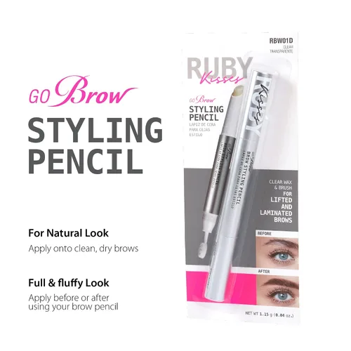 Vista 4 de Ruby Kisses Lápiz de cejas con cepillo, cera de cejas de larga duración, moldeador de cejas transparente, escultura y modelado de precisión, calidad
