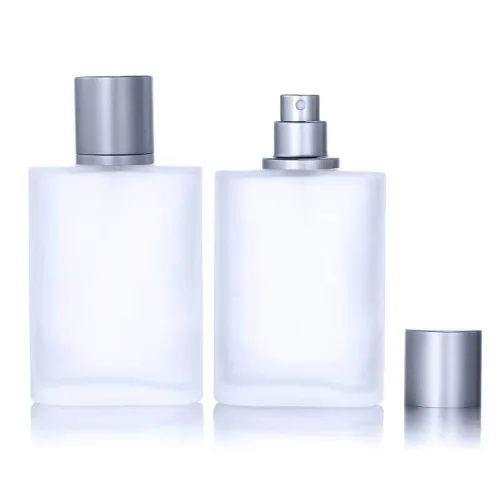 Paquete de 2 botellas vacías de vidrio esmerilado de 3.4 fl oz/3.38 onzas, atomizador de perfume, botellas de perfume vacías recargables en aerosol