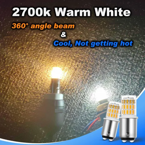 Vista 3 de Heifymi Bombilla BA15D 1142 de 12 voltios, blanco cálido, 2700K, 3W, 1004, 1076, 1130, 1176, LED, AC/DC, 12-24V, repuesto de bajo voltaje para luz