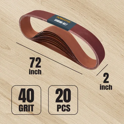 Vista 2 de POWERTEC 2 correas de lijado de 72 pulgadas, correas de molienda de óxido de aluminio de grano 40 para amoladora de correa, lijado de madera
