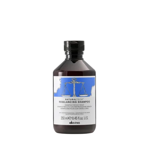 Davines Champú reequilibrante Naturaltech, limpia suavemente el cuero cabelludo mientras ayuda con el exceso de producción de sebo, añade brillo,
