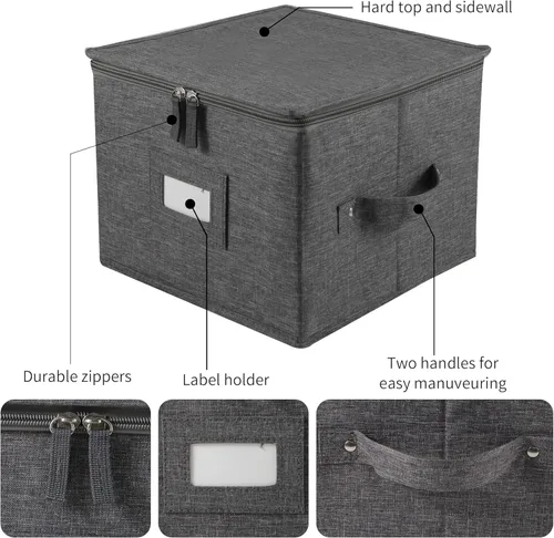 Vista 5 de popoly Contenedores de almacenamiento de China dentro de 10 "W x 8" H, estuches de almacenamiento de Stemware, capacidad para 12 vasos rojos