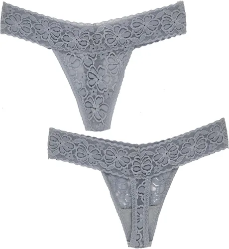 Vista 2 de Tangas de encaje para mujer, talla grande, ropa interior sexy con espalda en T elástica, ropa interior para mujer, paquete de 5/6/10
