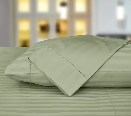 Vista 3 de Threadmill Juego de sábanas de algodón de lujo de 500 hilos, 4 piezas de 500 hilos, color verde salvia suave y sedosa con bolsillo profundo elástico