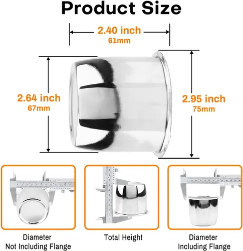 Vista 4 de 4 tapas centrales de rueda de remolque de 2.64 pulgadas para llantas de ruedas de 2.64 pulgadas con orificio central para camión, remolque, RV, SUV