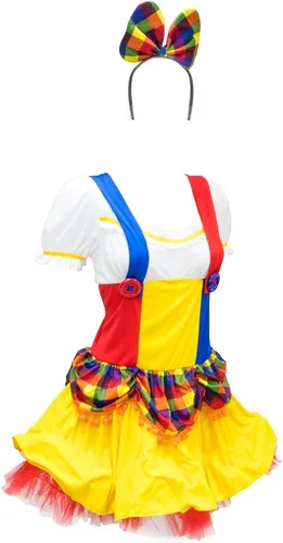 Vista 3 de Cutie payaso traje de Halloween para mujer sexy arlequín circo vestido
