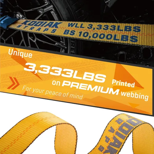 Vista 6 de KODIAK STRAPS Kit de correas ajustables para neumáticos de vehículos: 4 correas de neumáticos resistentes con ganchos de presión de 10,000 libras.