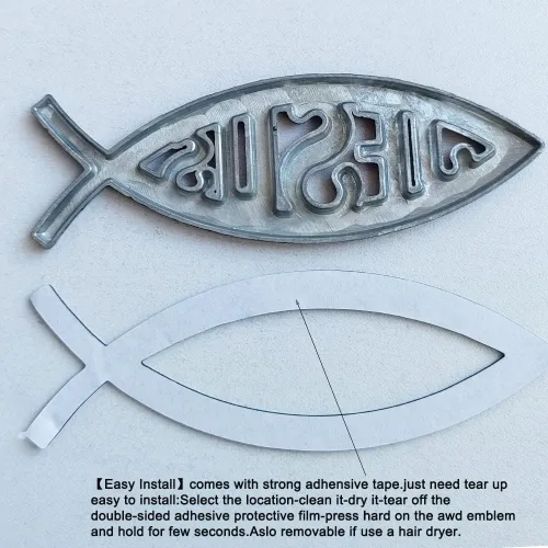 Vista 4 de Paquete de 1 emblema de pez de Jesús negro, calcomanías de aleación de aluminio para Lord Christian Auto Sticker (negro)