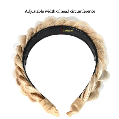 Vista 2 de Banda ancha trenzada para el cabello, accesorios para el cabello, banda elástica antideslizante para mujeres y niñas (A1002)