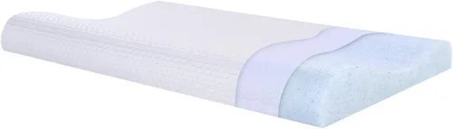 SUQ I OME Slim Sleeper-Gel - Almohada delgada de espuma viscoelástica para dormir, contorno delgado y de bajo perfil cervical, para dolor de cuello,