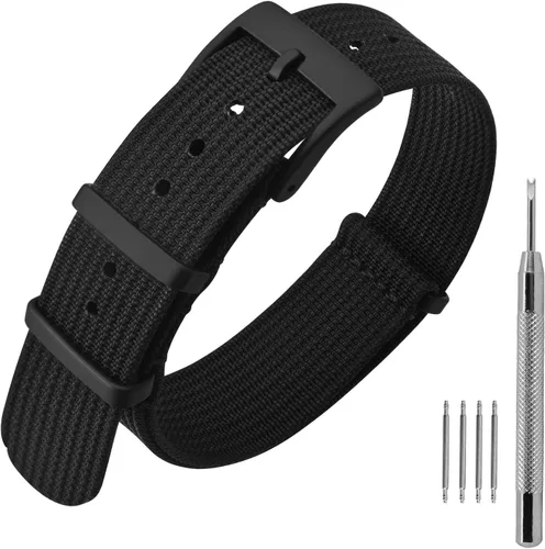 Vista 11 de ANNEFIT - Correa de reloj de nailon de 16mm 18mm 20mm 22mm, correas de reloj militares impermeables de una pieza con hebilla resistente