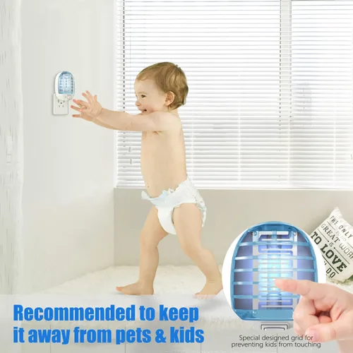 Vista 5 de Exterminador de insectos para interiores, trampa para moscas para interiores, mata mosquitos electrónico con luces azules para sala de estar, hogar