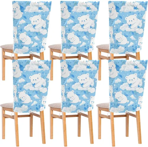 Cartoon Binturong Sky Blue Decorative Chair Seat Cover for Classroom Stools Soft Soft Chair Covers Covers para sillas de comedor Set of 6