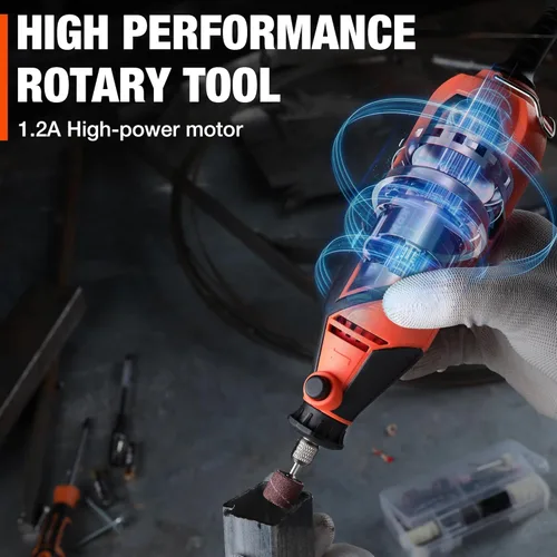 Vista 2 de ValueMax Kit de herramientas rotativas eléctricas, herramienta giratoria con cable de velocidad variable de 1.2 amperios con 120 accesorios