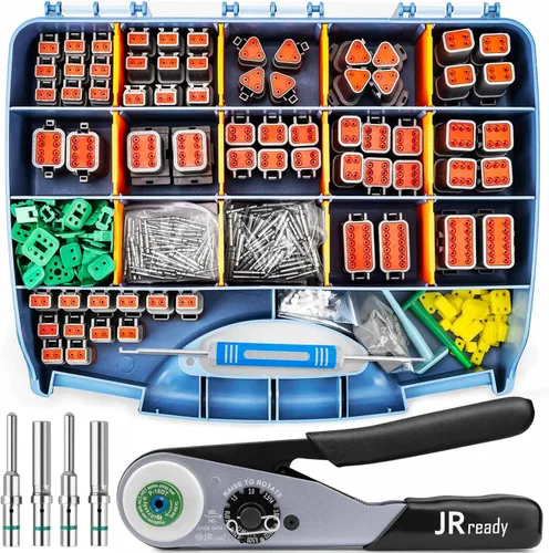 Vista 14 de JRready ST6361 Kit de conectores Deutsch, conector impermeable automotriz DTP de 2 y 4 vías, conectores macho hembra DTHD de 1 pin con herramienta