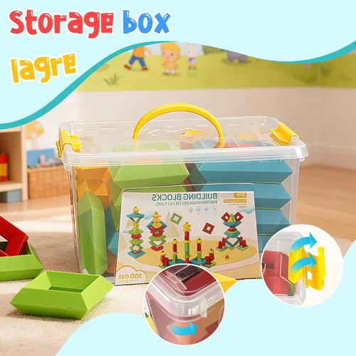 Vista 3 de 100 juguetes Montessori para edades de 1 a 3, 2 a 5 años, juguetes de construcción apilables de pirámides, bloques de aprendizaje preescolar 3D