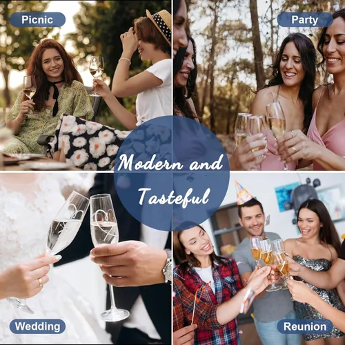 Vista 9 de Copas de champán de plástico, copas de champán irrompibles, copas de vino de diamante reutilizables, copas de vino transparentes para fiestas, copas