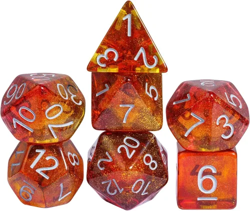 Vista 30 de DND - Juego de dados poliédricos RPG de 7 piezas para juegos de rol D&D (mezcla dorada, negro)