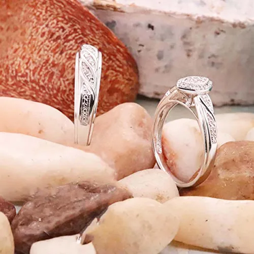 Vista 3 de Dazzlingrock Collection Anillo de compromiso para mujer con diseño de marquesa de 0.09 quilates (tw) con marco marquesa, estilo racimo, con banda a