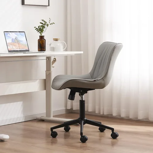 Vista 83 de YOUNIKE Silla de oficina, silla de escritorio sin brazos con ruedas, sillas giratorias ajustables para computadora de oficina en casa, silla