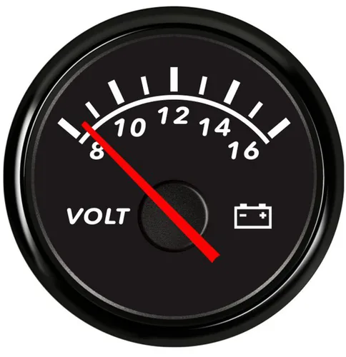 52mm (2") Universal Voltímetro Puntero Voltaje 12V 8-16V con Retroiluminación Roja para Barco Marino, Yate, Auto, Motor