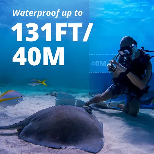 Vista 5 de AKASO Brave 4 Pro 4K30 Cámara de acción con tarjeta MicroSD U3 de 64 GB, cámara impermeable subacuática de 131 pies con pantalla táctil EIS Control