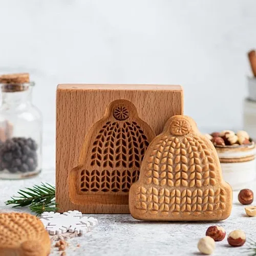 Vista 19 de Molde de Galletas de Madera Herramienta de Decoración de Galletas de Madera Moldes de Galletas 3D Molde de Hornear Gracioso Arte de Relieve Navidad