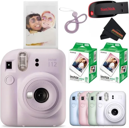 Vista 13 de Fujifilm Cámara instantánea Instax Mini 12 (cámara + 6 paquetes individuales, rosa flor)