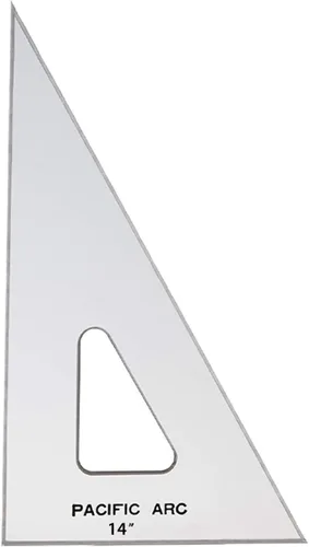 Vista 22 de Triángulo de Dibujo Pacific Arc, 24 Pulgadas, 45/90 Grados, Acrílico Transparente